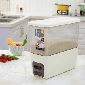 现货批发新款12kg塑料日式计量米桶 密封防潮防虫储米箱 透明米桶