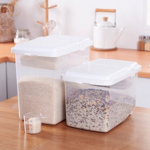 厂家现货批发厨房翻盖式透明10kg米桶储米箱米缸防虫防潮加厚带盖